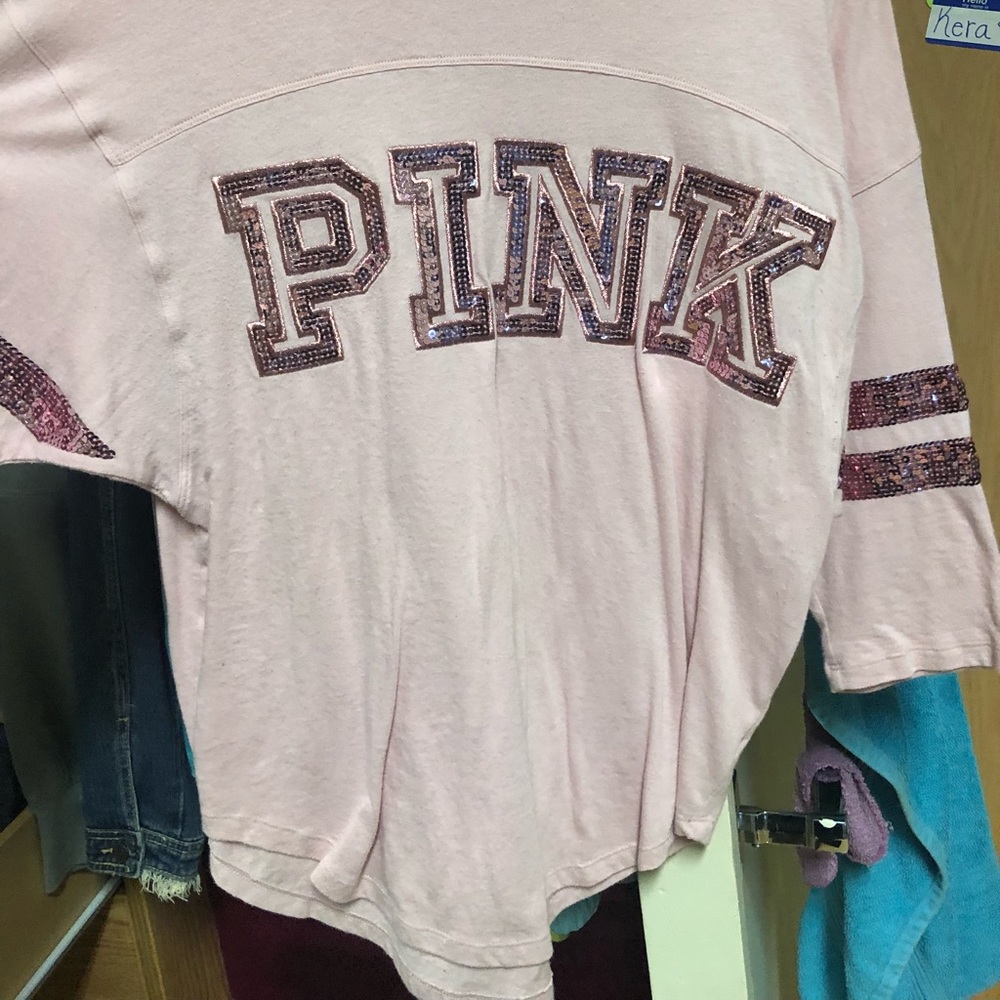 PINK bling shirt (long short sleeve)